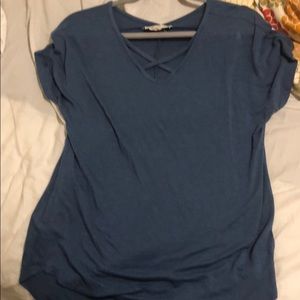 Darker blue crisscross tee